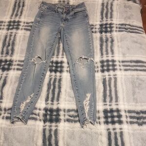 Distressed Blue Jeans